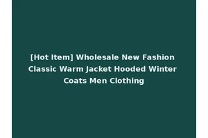 [Hot Item] Wholesale New Fashion Classic Warm Jacket Hooded Winter Coats Men Clothing