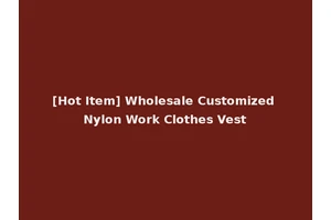 [Hot Item] Wholesale Customized Nylon Work Clothes Vest