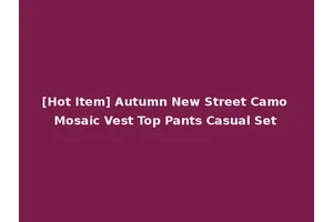 [Hot Item] Autumn New Street Camo Mosaic Vest Top Pants Casual Set