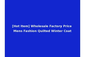 [Hot Item] Wholesale Factory Price Mens Fashion Quilted Winter Coat