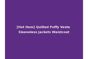 [Hot Item] Quilted Puffy Veste Sleeveless Jackets Waistcoat