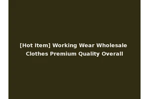 [Hot Item] Working Wear Wholesale Clothes Premium Quality Overall