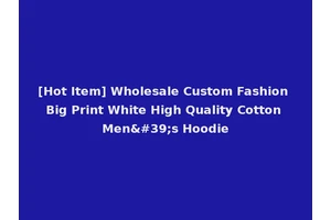 [Hot Item] Wholesale Custom Fashion Big Print White High Quality Cotton Men's Hoodie