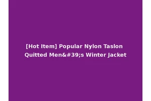 [Hot Item] Popular Nylon Taslon Quitted Men's Winter Jacket