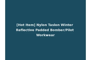 [Hot Item] Nylon Taslon Winter Reflective Padded Bomber/Pilot Workwear