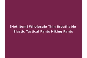 [Hot Item] Wholesale Thin Breathable Elastic Tactical Pants Hiking Pants