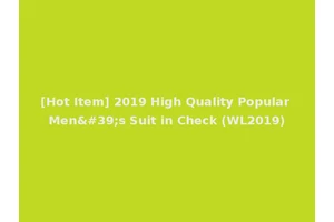 [Hot Item] 2019 High Quality Popular Men's Suit in Check (WL2019)