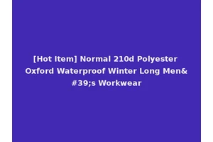[Hot Item] Normal 210d Polyester Oxford Waterproof Winter Long Men's Workwear