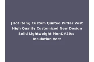 [Hot Item] Custom Quilted Puffer Vest High Quality Customized New Design Solid Lightweight Men's Insulation Vest