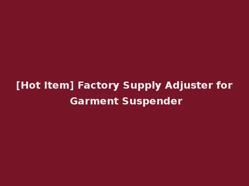 [Hot Item] Factory Supply Adjuster for Garment Suspender