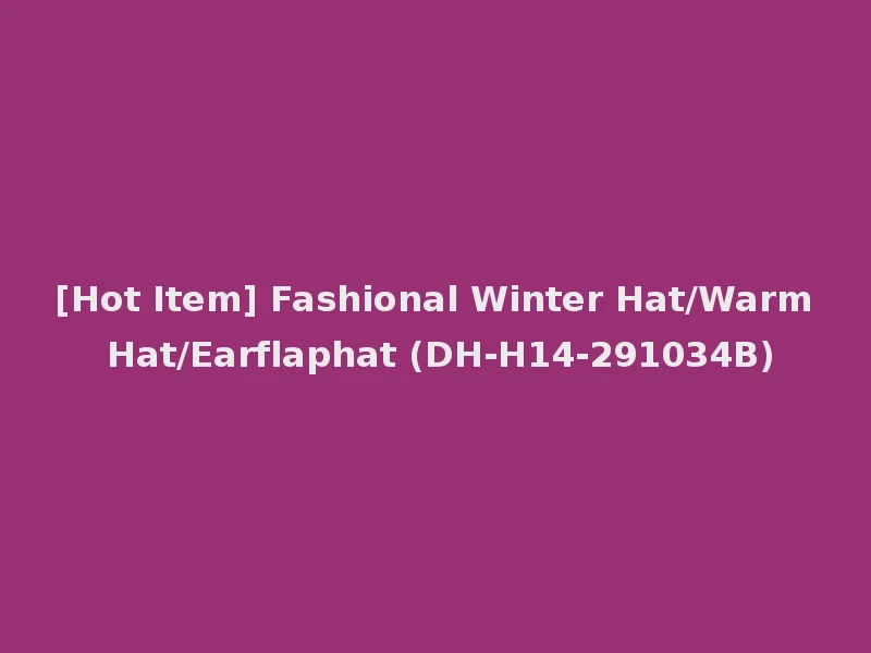 [Hot Item] Fashional Winter Hat/Warm Hat/Earflaphat (DH-H14-291034B)