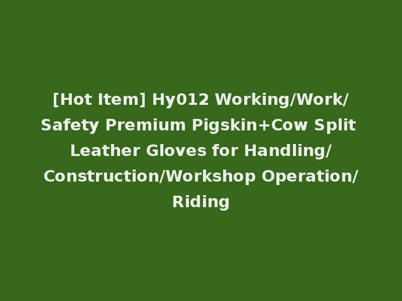 [Hot Item] Hy012 Working/Work/Safety Premium Pigskin+Cow Split Leather Gloves for Handling/Construction/Workshop Operation/Riding