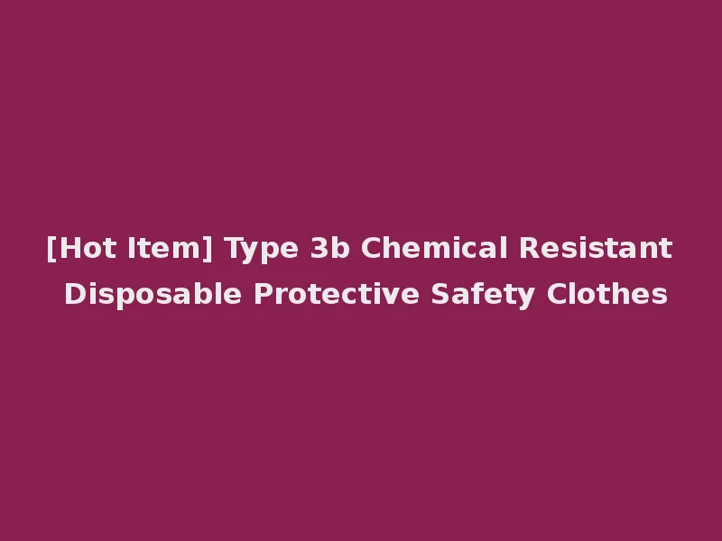 [Hot Item] Type 3b Chemical Resistant Disposable Protective Safety Clothes