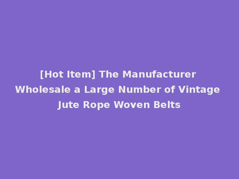 [Hot Item] The Manufacturer Wholesale a Large Number of Vintage Jute Rope Woven Belts
