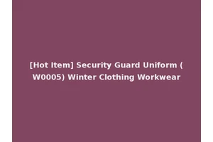 [Hot Item] Security Guard Uniform (W0005) Winter Clothing Workwear