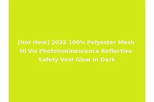 [Hot Item] 2022 100% Polyester Mesh Hi Vis Photoluminescence Reflective Safety Vest Glow in Dark