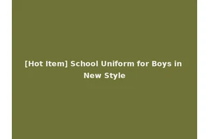 [Hot Item] School Uniform for Boys in New Style