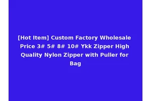 [Hot Item] Custom Factory Wholesale Price 3# 5# 8# 10# Ykk Zipper High Quality Nylon Zipper with Puller for Bag