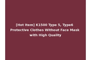 [Hot Item] K1500 Type 5, Type6 Protective Clothes Without Face Mask with High Quality