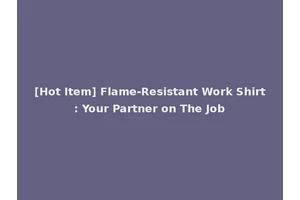 [Hot Item] Flame-Resistant Work Shirt: Your Partner on The Job