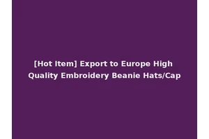 [Hot Item] Export to Europe High Quality Embroidery Beanie Hats/Cap