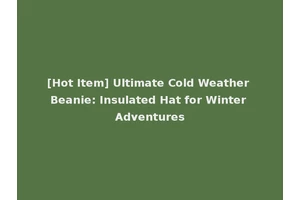 [Hot Item] Ultimate Cold Weather Beanie: Insulated Hat for Winter Adventures