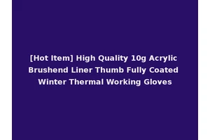 [Hot Item] High Quality 10g Acrylic Brushend Liner Thumb Fully Coated Winter Thermal Working Gloves