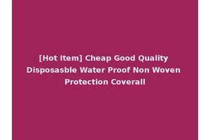 [Hot Item] Cheap Good Quality Disposasble Water Proof Non Woven Protection Coverall