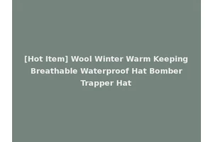 [Hot Item] Wool Winter Warm Keeping Breathable Waterproof Hat Bomber Trapper Hat