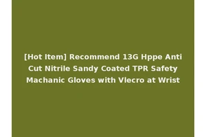 [Hot Item] Recommend 13G Hppe Anti Cut Nitrile Sandy Coated TPR Safety Machanic Gloves with Vlecro at Wrist