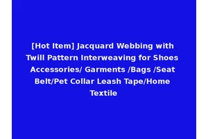 [Hot Item] Jacquard Webbing with Twill Pattern Interweaving for Shoes Accessories/ Garments /Bags /Seat Belt/Pet Collar Leash Tape/Home Textile