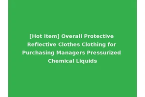 [Hot Item] Overall Protective Reflective Clothes Clothing for Purchasing Managers Pressurized Chemical Liquids