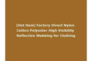 [Hot Item] Factory Direct Nylon Cotton Polyester High Visibility Reflective Webbing for Clothing