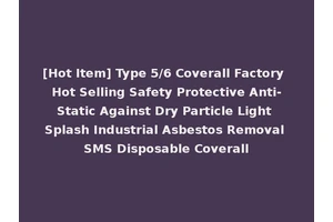 [Hot Item] Type 5/6 Coverall Factory Hot Selling Safety Protective Anti-Static Against Dry Particle Light Splash Industrial Asbestos Removal SMS Disposable Coverall