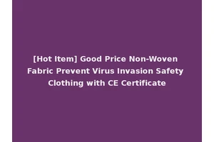 [Hot Item] Good Price Non-Woven Fabric Prevent Virus Invasion Safety Clothing with CE Certificate
