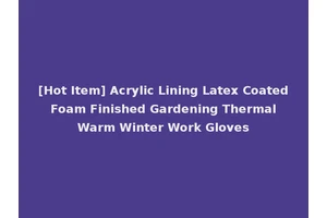 [Hot Item] Acrylic Lining Latex Coated Foam Finished Gardening Thermal Warm Winter Work Gloves