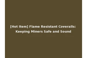 [Hot Item] Flame Resistant Coveralls: Keeping Miners Safe and Sound