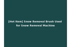 [Hot Item] Snow Removal Brush Used for Snow Removal Machine