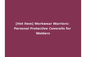 [Hot Item] Workwear Warriors: Personal Protective Coveralls for Welders