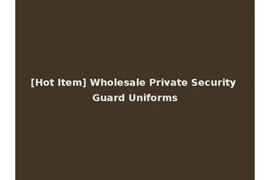 [Hot Item] Wholesale Private Security Guard Uniforms