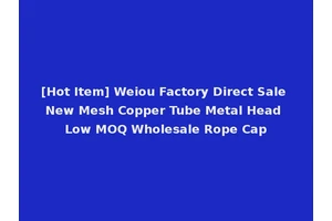 [Hot Item] Weiou Factory Direct Sale New Mesh Copper Tube Metal Head Low MOQ Wholesale Rope Cap