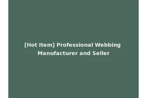 [Hot Item] Professional Webbing Manufacturer and Seller