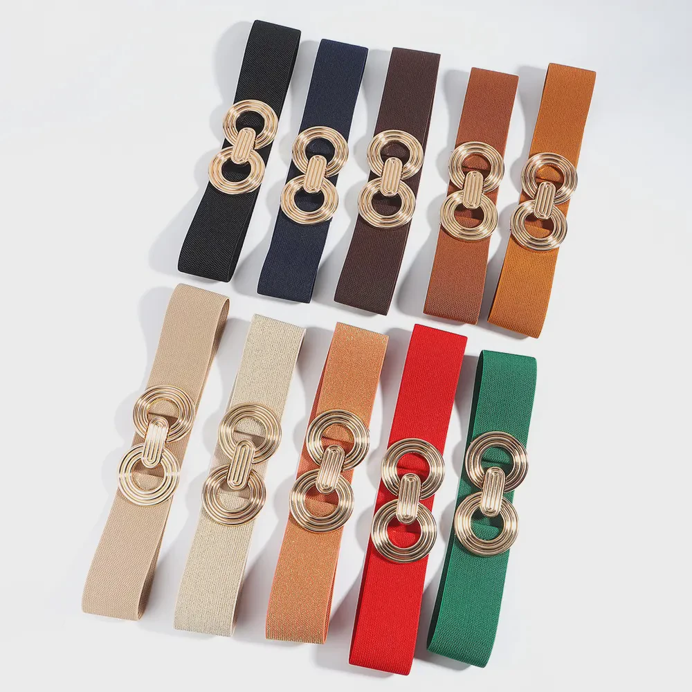 Elastic Belt Women's New Fall Geometric Metal Buckle Stylish 100 Waisted Black Decorative Dress women belt