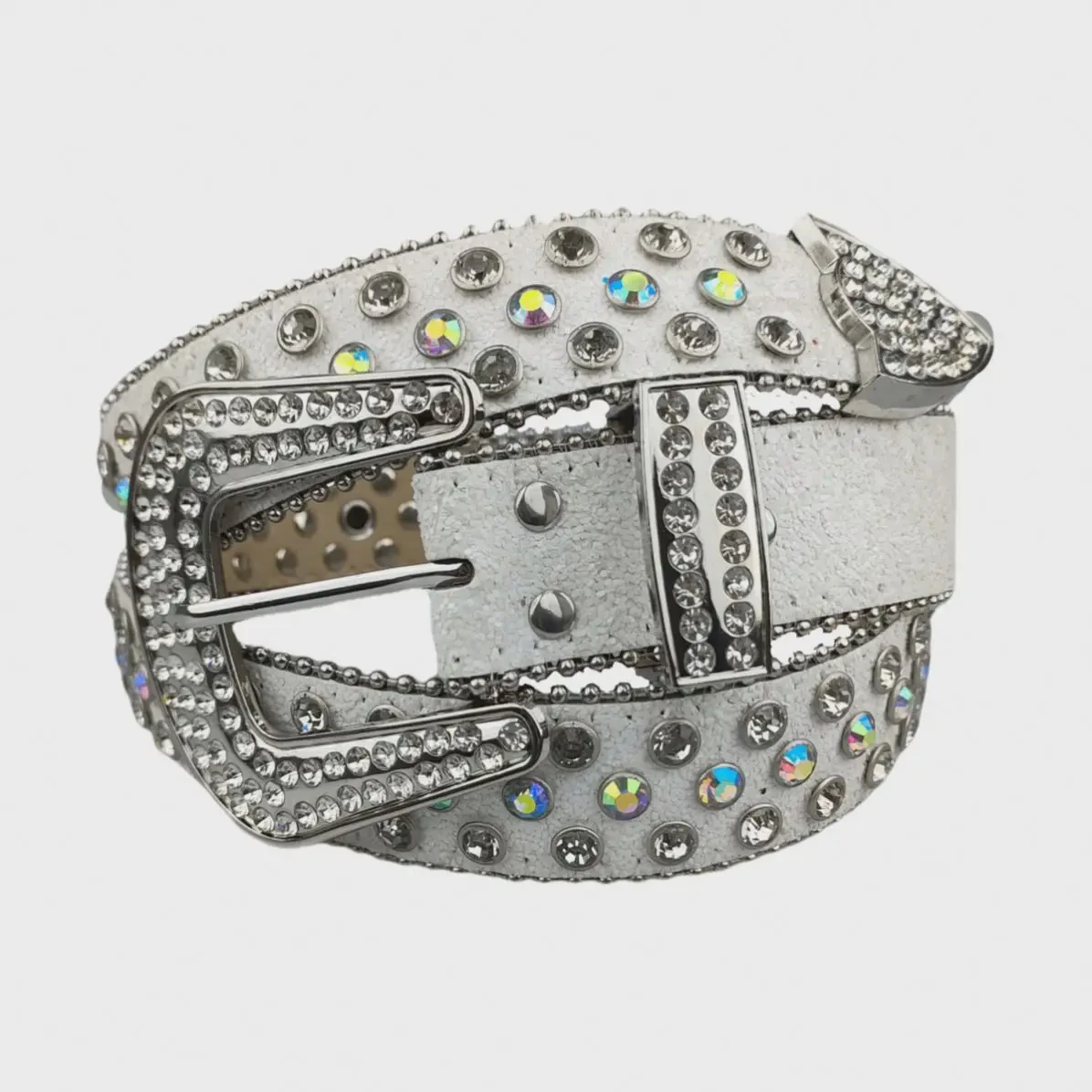 Western Fashion PU Leather Belt with Beautiful Skull Rhinestone Custom Length for Outdoor Occasions for Ladies and Men