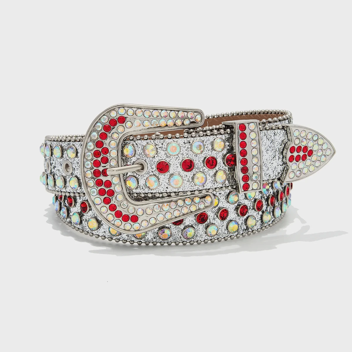 BB Simon Bridal Wide Wedding Belt Hand Clear Crystal Studded Vintage Style PU Leather Strap for Jeans Western Buckle Made Alloy