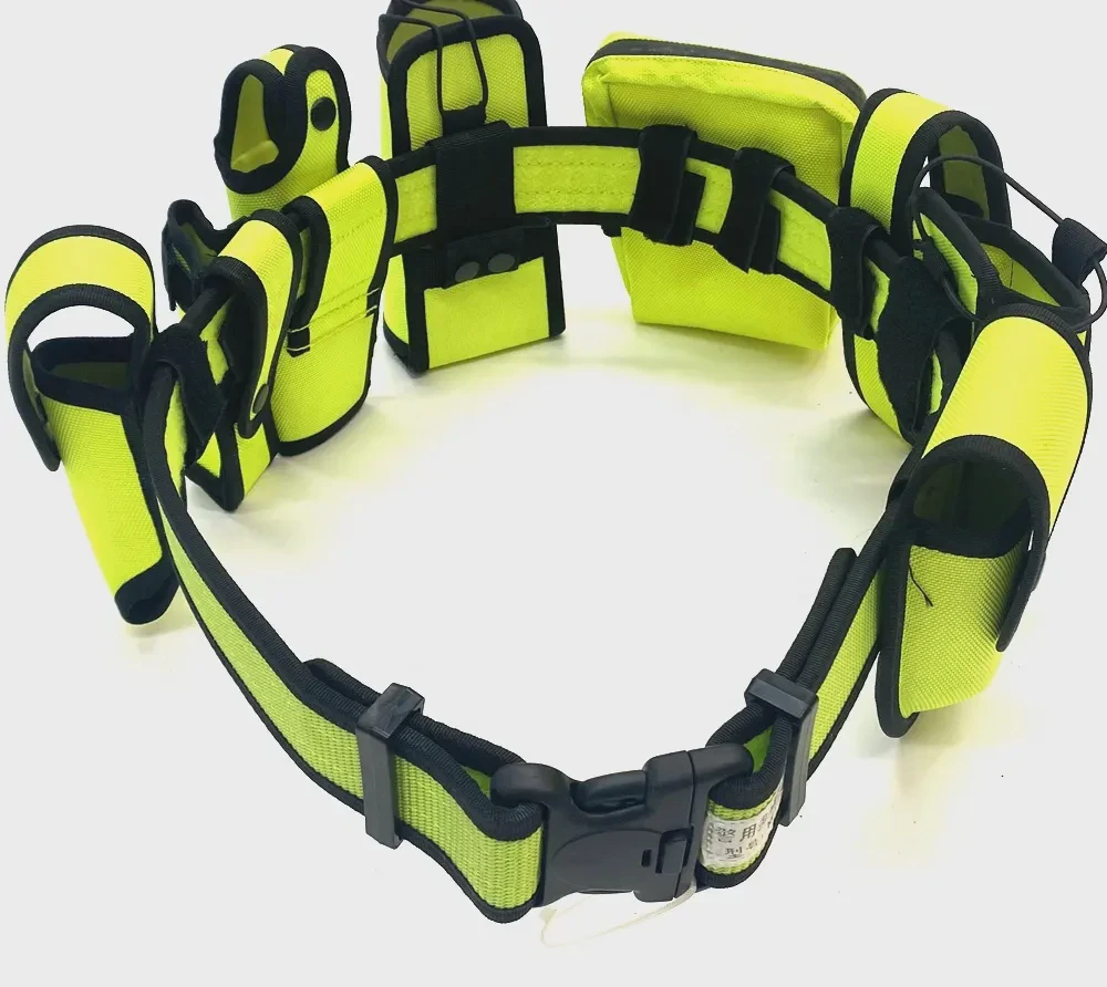 Chinese High Quality 5cm Green Yellow Belt With All Kinds of Pouches With Plastic Buckle