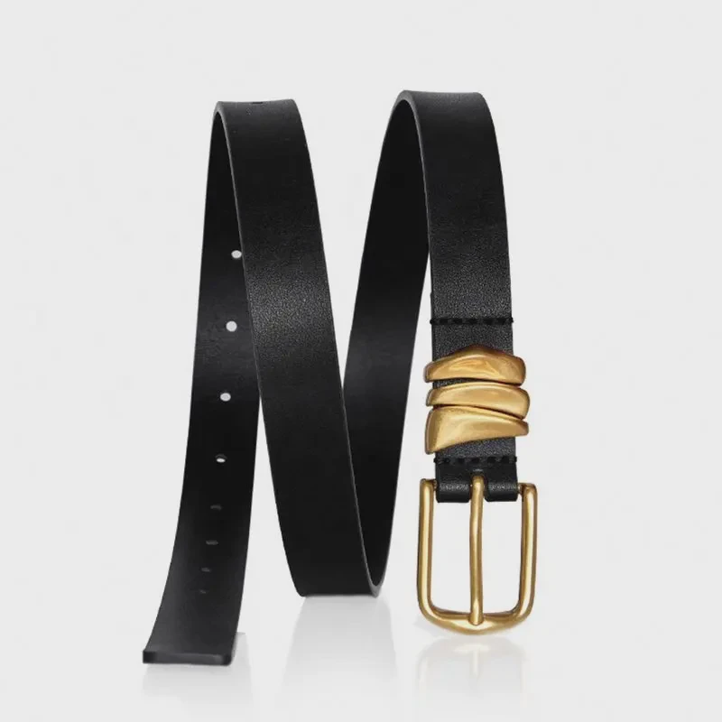 Designer Brand Pure Belt with Polished Steel Buckle for Professional Appearance and Smart Casual Clothing Made of Alloy