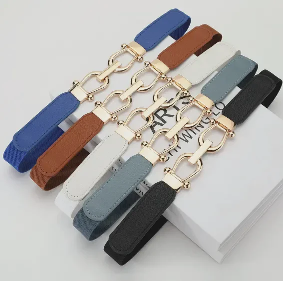 Fashion Vintage Waist Belt PU Leather Alloy Buckle Casual Women's Belt for Leisure Dress Wild Waistband