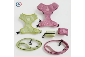 OKKPETS Custom Puppy Dog Leash Collar Adjustable Poop Bag Accessories Designer Personalized Embroidery Luxury Dog Harness Set