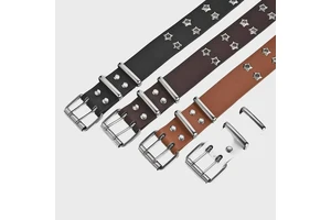 Custom Design Fashion Star Eyelet Rivet Belt Double Hollow Out Y2K Punk Rock Belt for Women Men